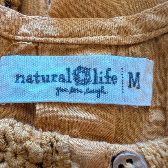 Natural Life Womens Size M Honey Yellow Gold Emma 100% Cotton Crochet Boho Top - Picture 7 of 8